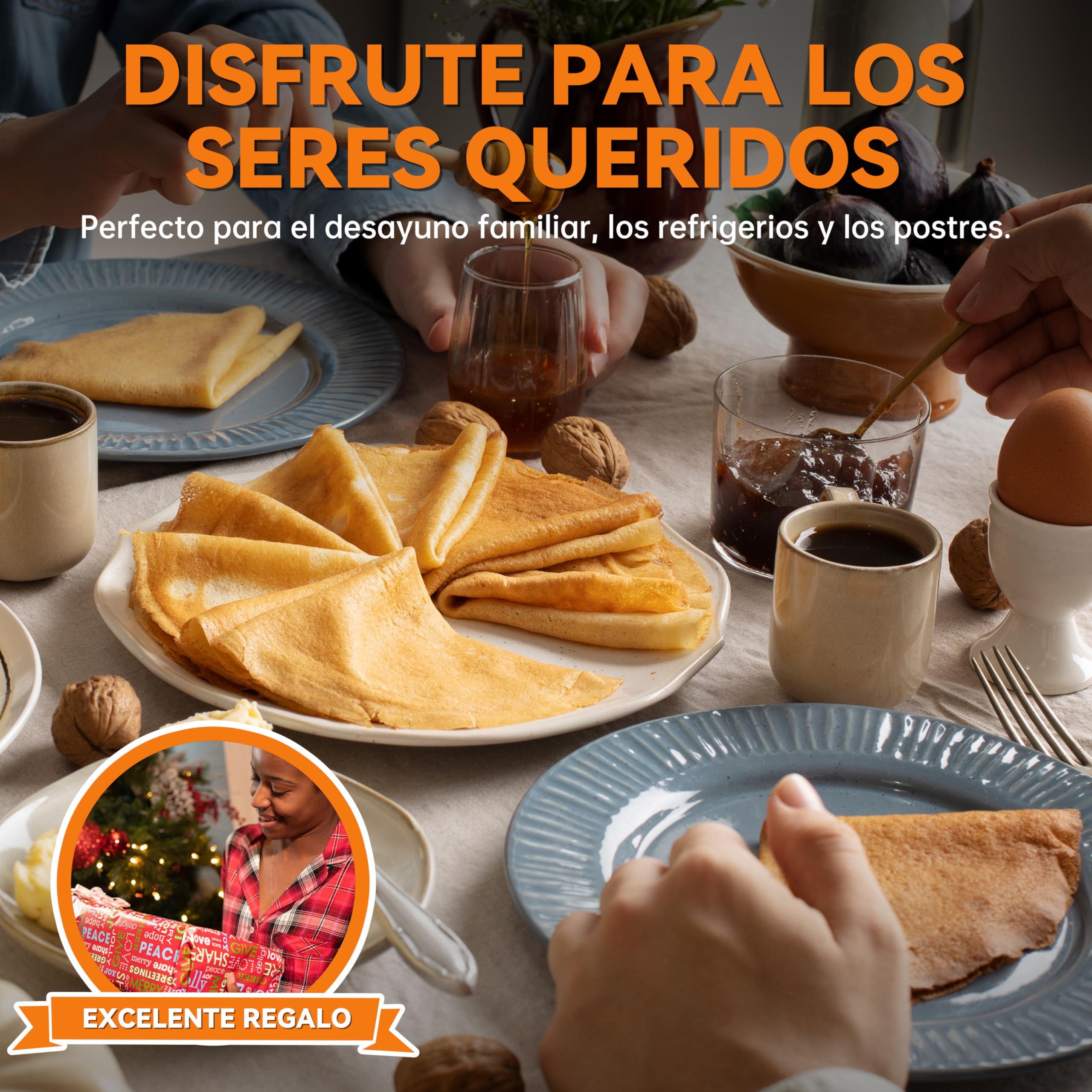 Baker's Friend Fabricante Instantáneo de Crêpes con Mango, Máquina de Crêpes Eléctrica, Crêperia Eléctrica, Superficie Calentada de 20 cm de Diámetro, Aqua