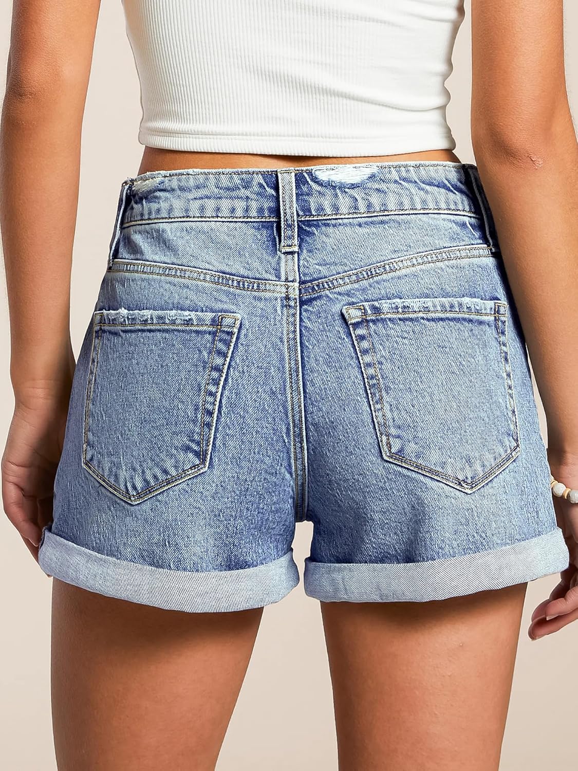 EMMIOL Women Jeans Shorts Summer Mid Rise Sexy Stretchy Denim Hot Pants with Adjustable Waist Trendy - Image 3