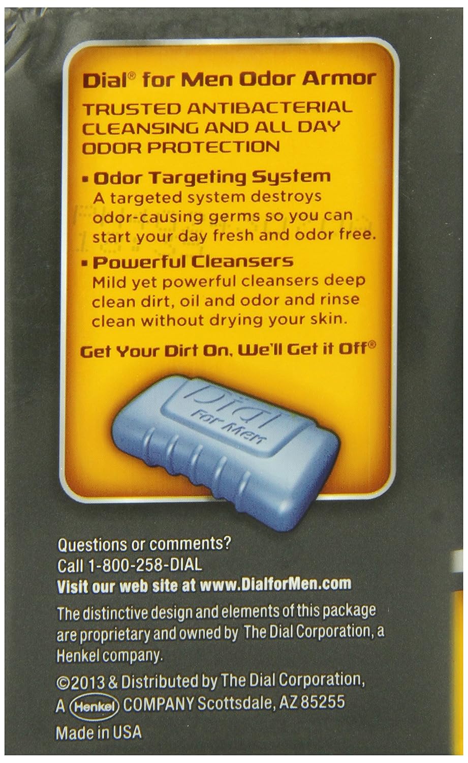 Dial for Men Odor Armor Antibacterial Soap, 3 Count, 4 oz Bars