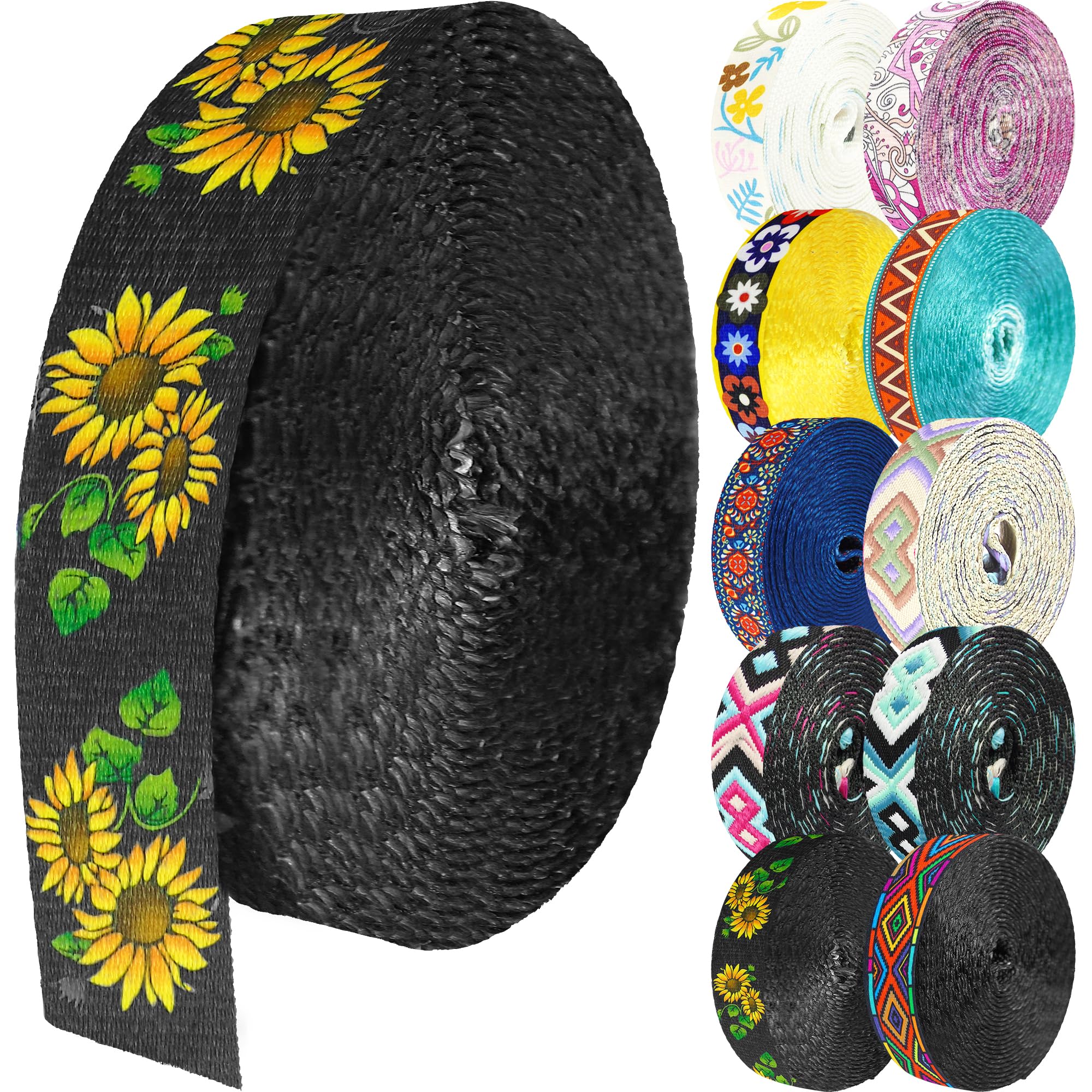 Cotton Webbing 1 inch 1.5 inch 2 inch Webbing Tote Strap Canvas Straps for Bags, 10 25 50 3.3 Yards Cotton Webbing