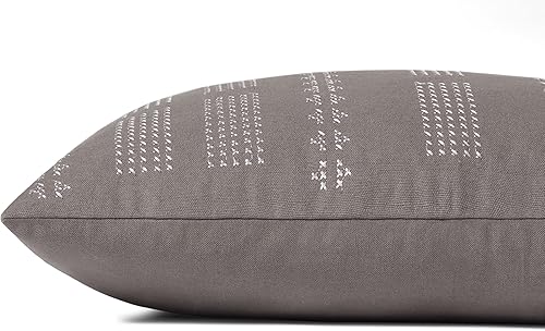 Miniatura 3 de Jean Stoffer x Loloi William Collection PJS0007 - Funda gris de 13 x 21 pulgadas con almohada de plumón