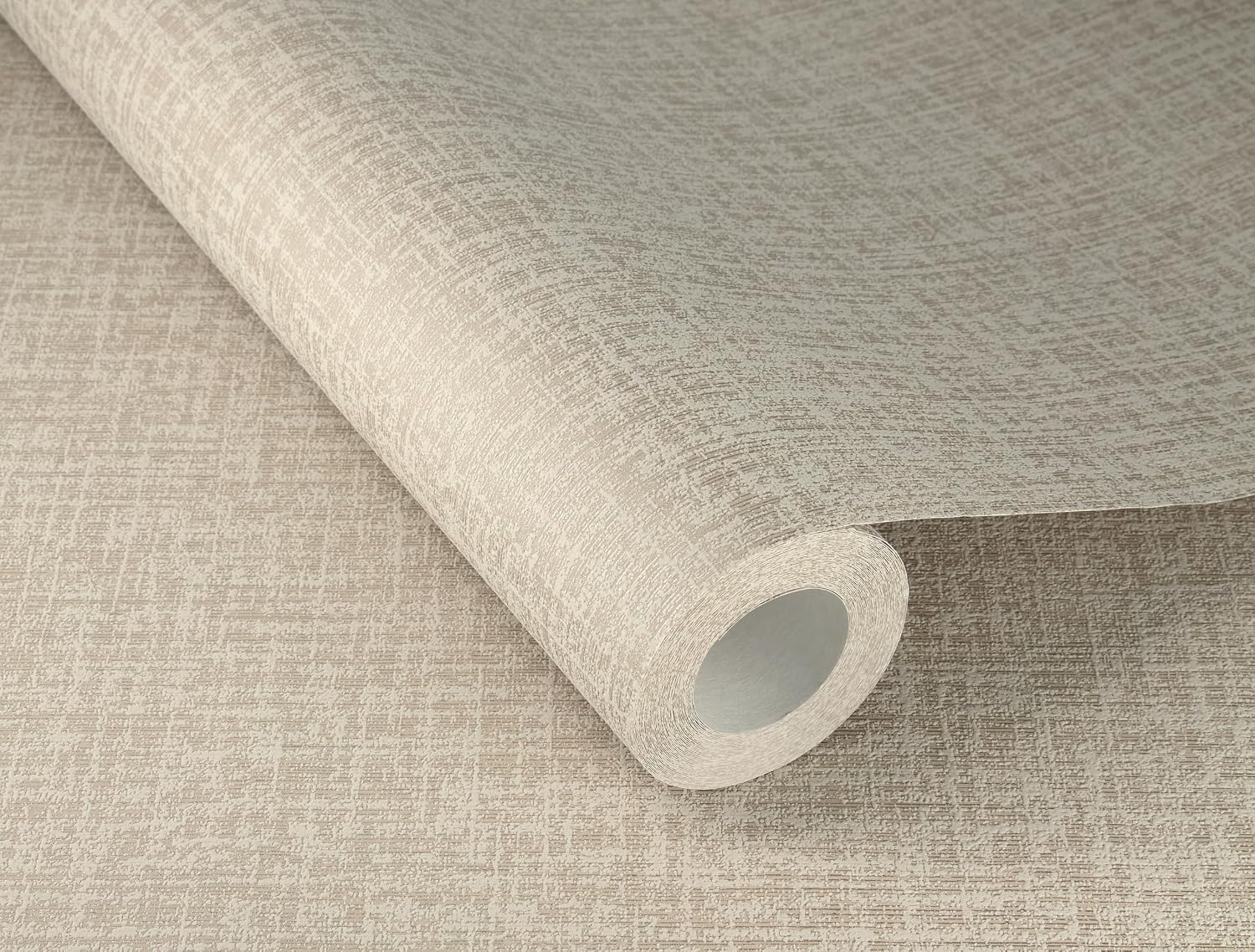 Rasch Welcome Home 653724 Non-Woven Wallpaper with Textile Structure and Linen Look in Greige