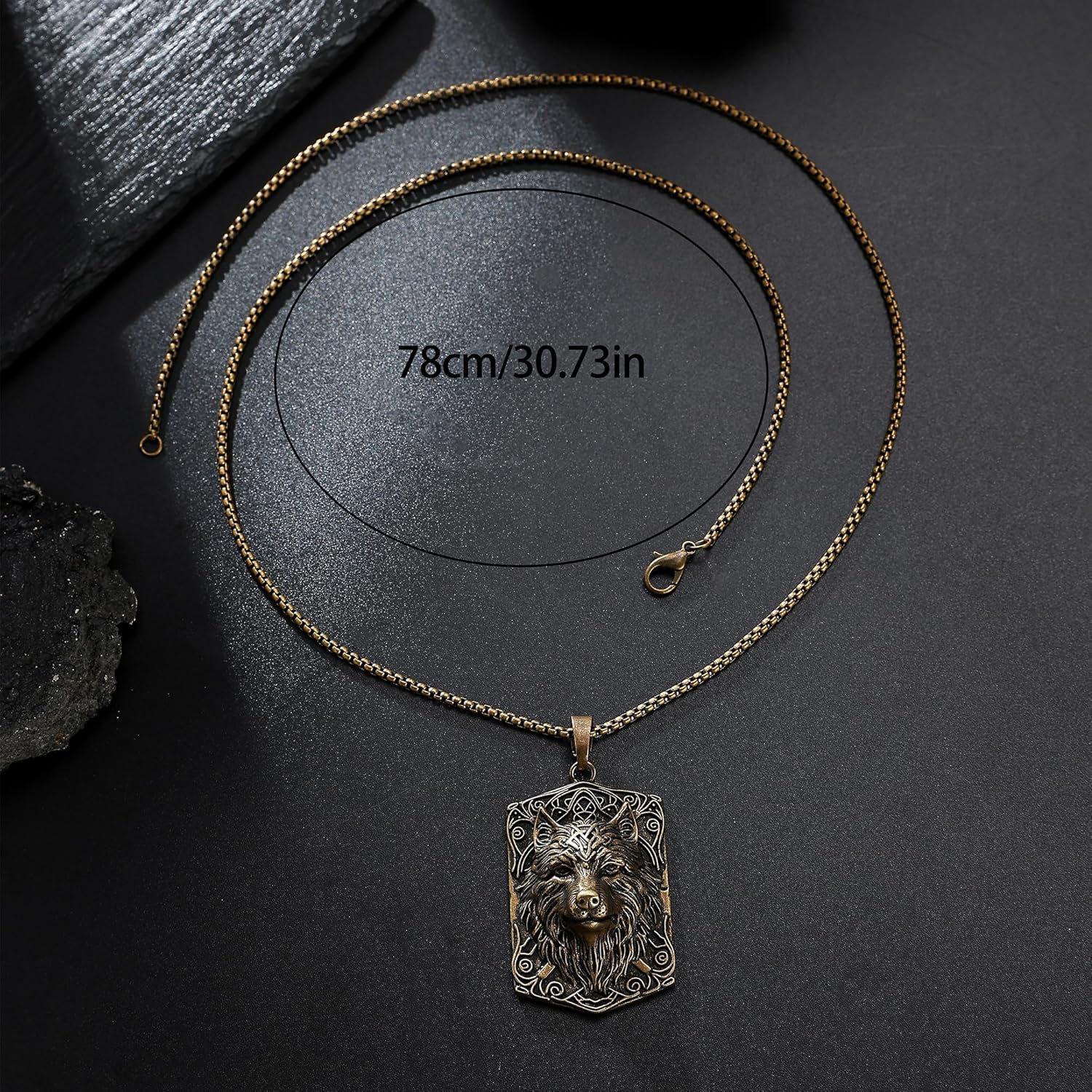 Yumikoo Wolf Viking Necklace for Men Antique Bronze Wolf Head Pendant Necklace - Men's Fashion Jewelry Viking Jewelry Men Norse Mythology Decor - Image 3