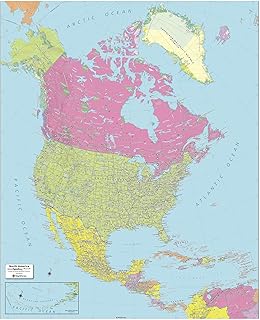 MapSherpa: North America Political Wall Map - Extra Large - 40 x 49 inch Poster - Front Lamination