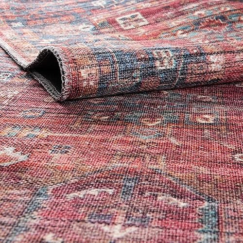 Miniatura 4 de Rugs.com Maahru Collection - Alfombra lavable ovalada de 2 x 3 pies, color rojo óxido, perfecta para salas de estar, comedores grandes, planos