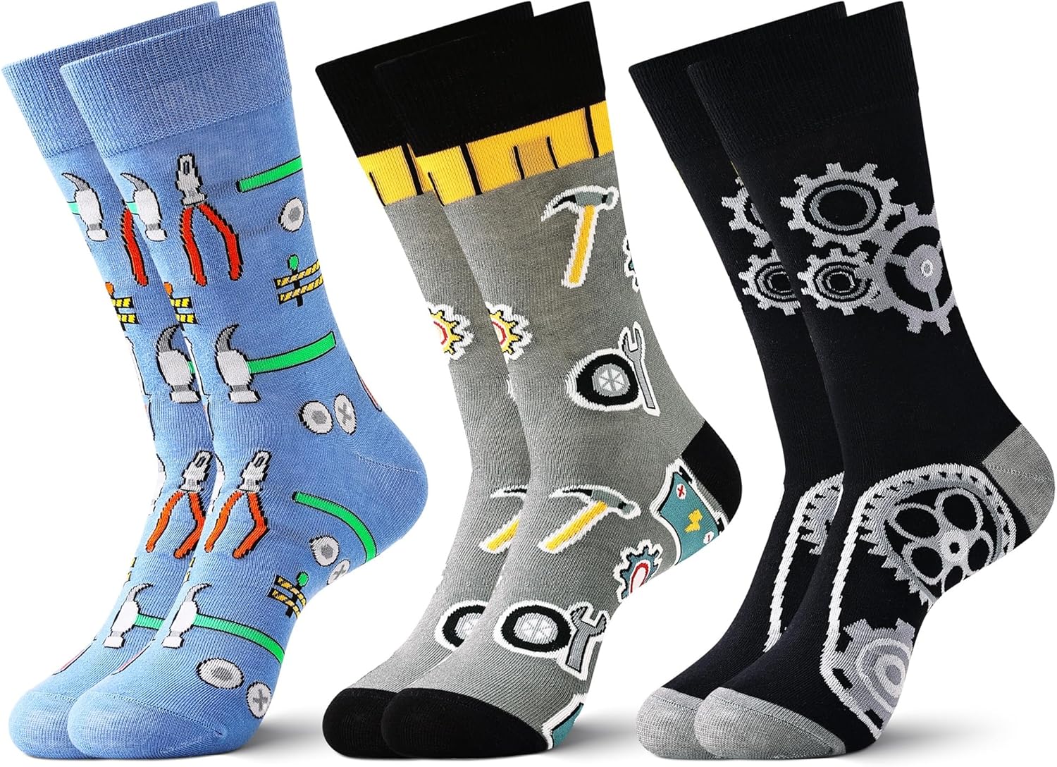 Jeasona Mens Funny Fun Crazy Funky Dress Crew Socks Gifts for Men Dad Grandpa