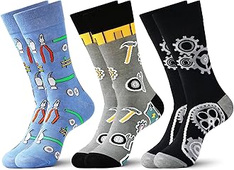 Jeasona Mens Funny Fun Crazy Funky Dress Crew Socks Gifts for Men Dad Grandpa
