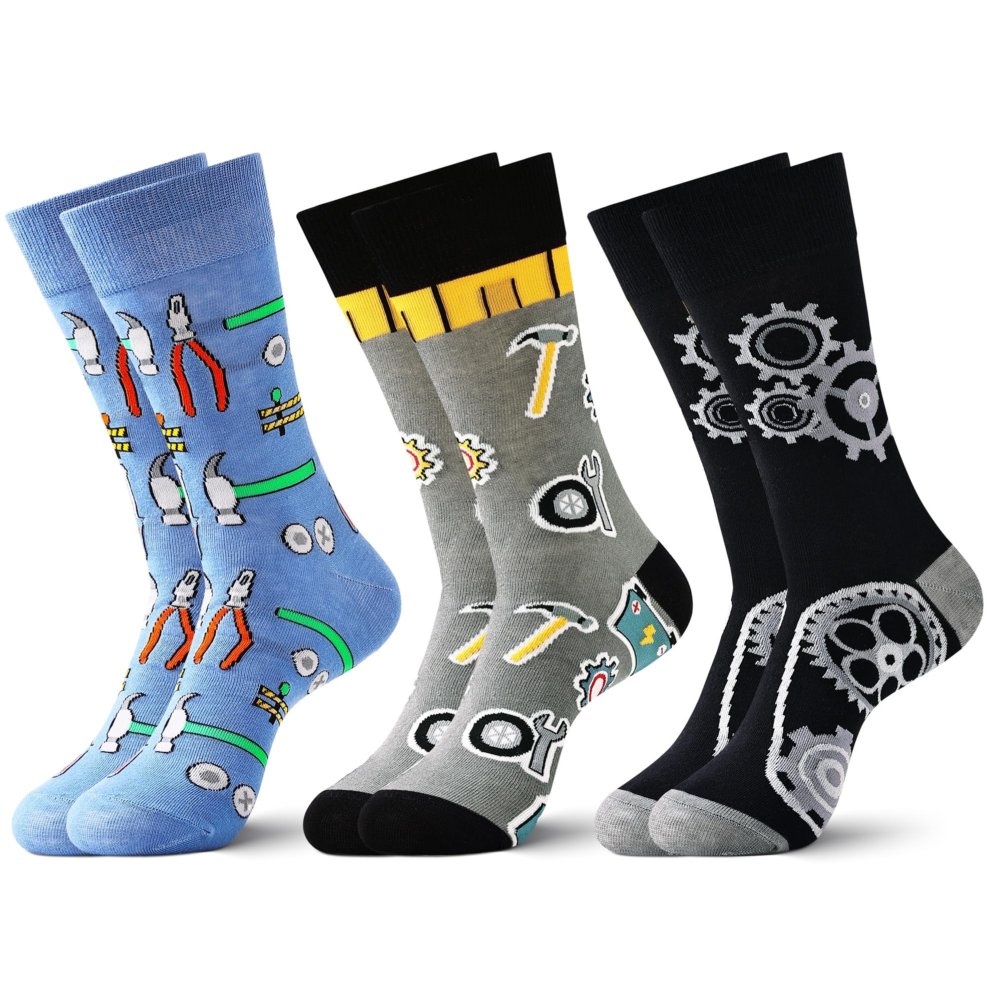 Jeasona Mens Funny Fun Crazy Funky Dress Crew Socks Gifts for Men Dad Grandpa