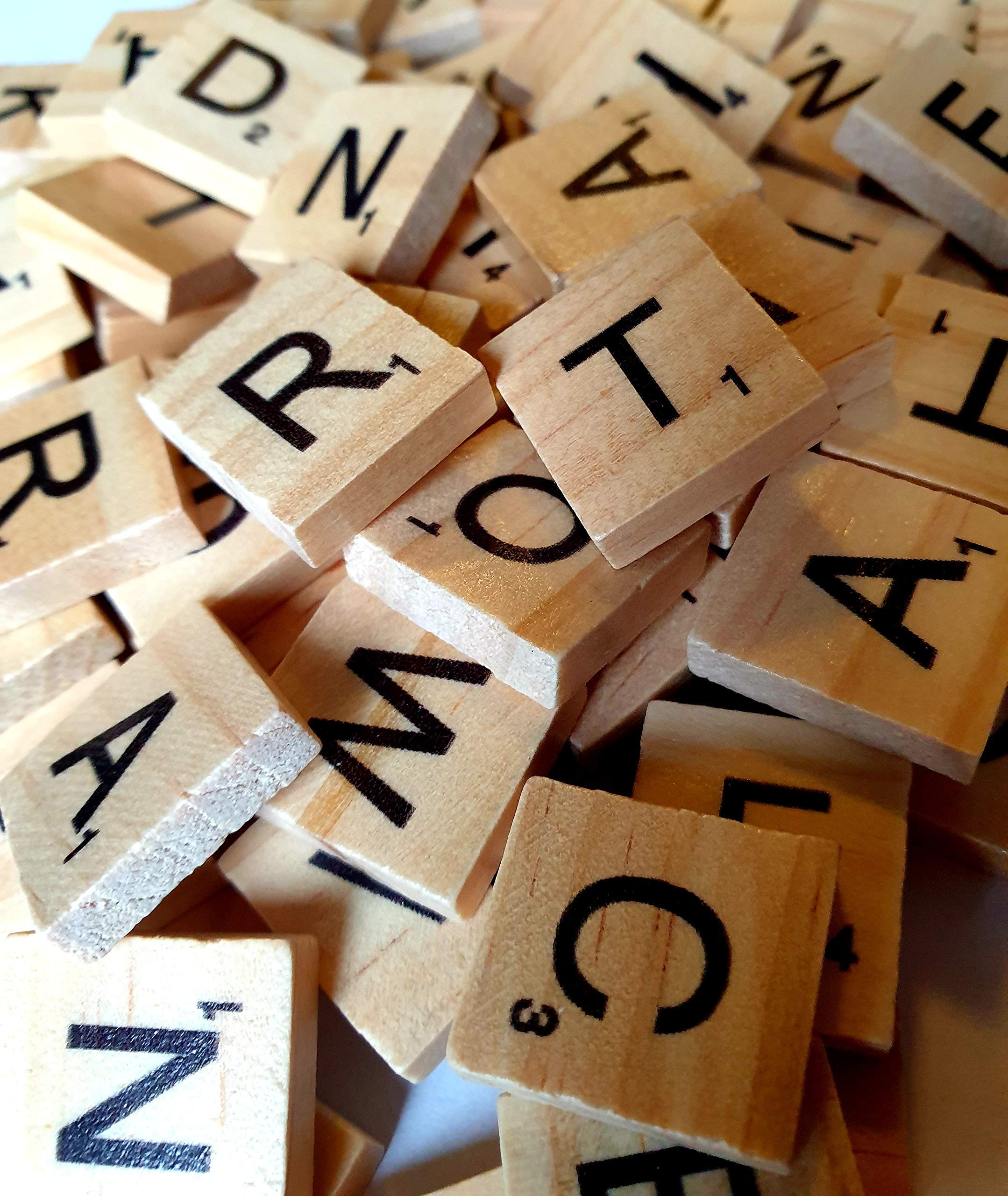 100 Pcs/Full Set Wooden Alphabet Tiles Letters for Board Games Education, Crafts, Natural Wood