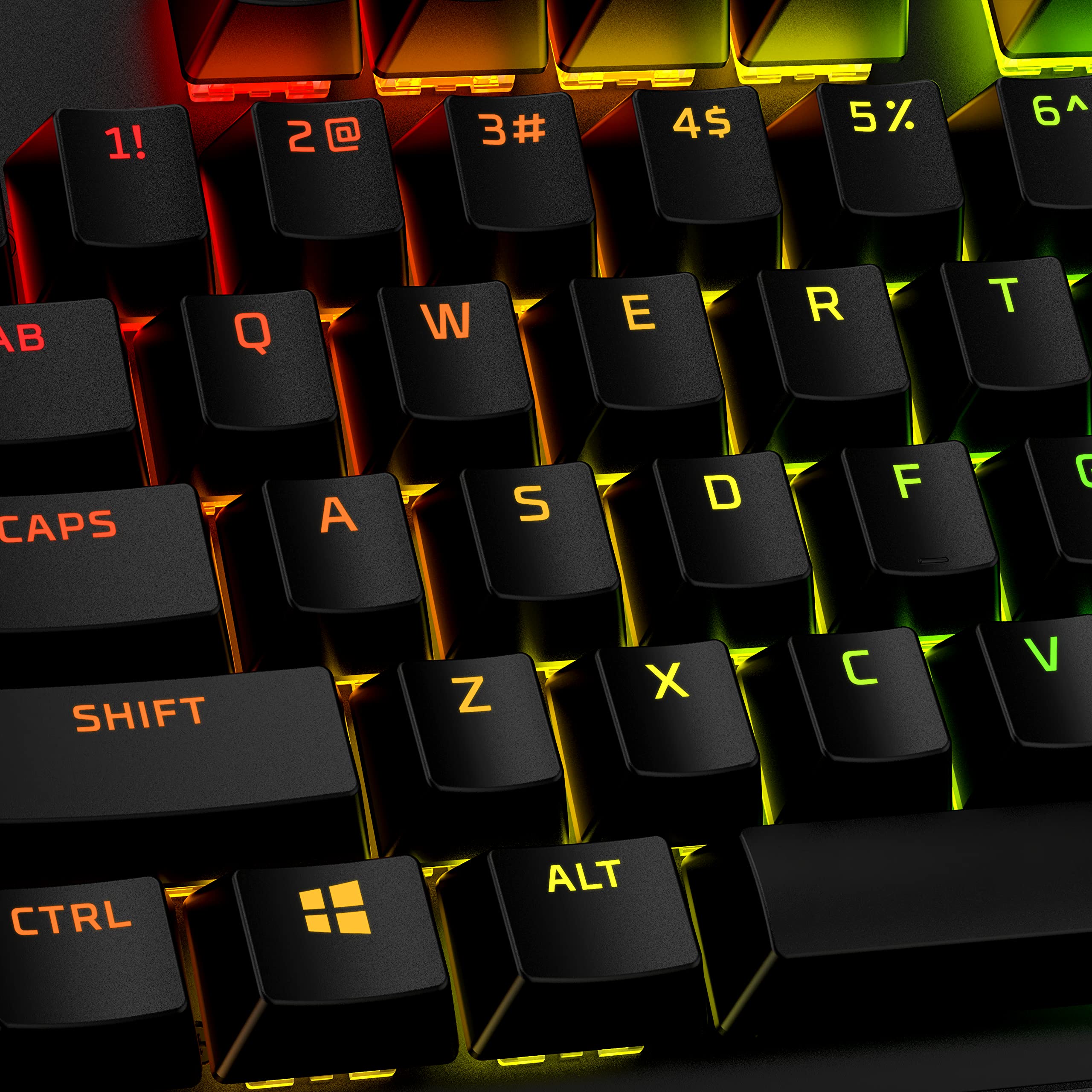 HyperX Teclas PBT, Conjunto completo de teclas, material PBT de doble disparo, diseño en inglés (EE. UU.), 104Teclas, Negro