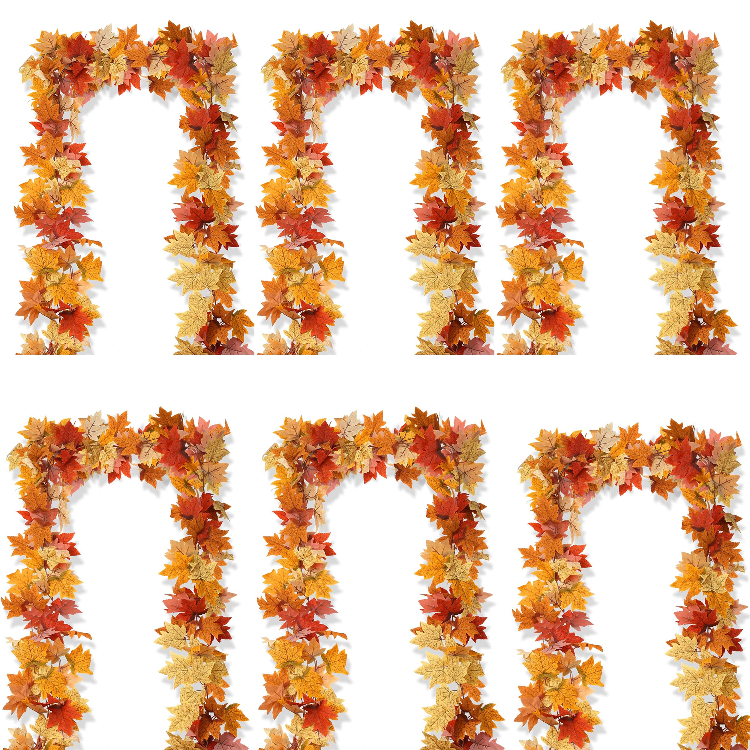 XIANNVXI 6 Pack Autumn Garland 79",Artificial Fall Autumn Leaves Garland