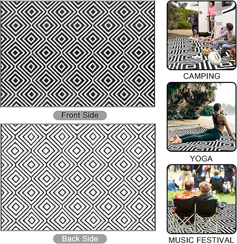 Miniatura 4 de Alfombra de paja de plástico, alfombra de patio al aire libre, alfombra de caravana de 9 x 12, tapetes reversibles, alfombra grande para exteriores,