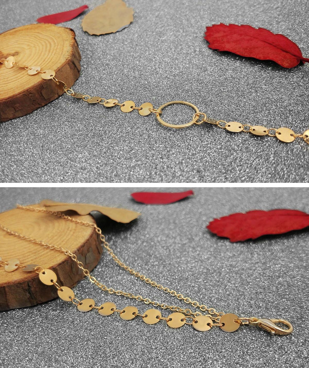 Suyi Stylish Layered Sequins Choker Necklace with Thin Long Chian Pendant for Women Lady