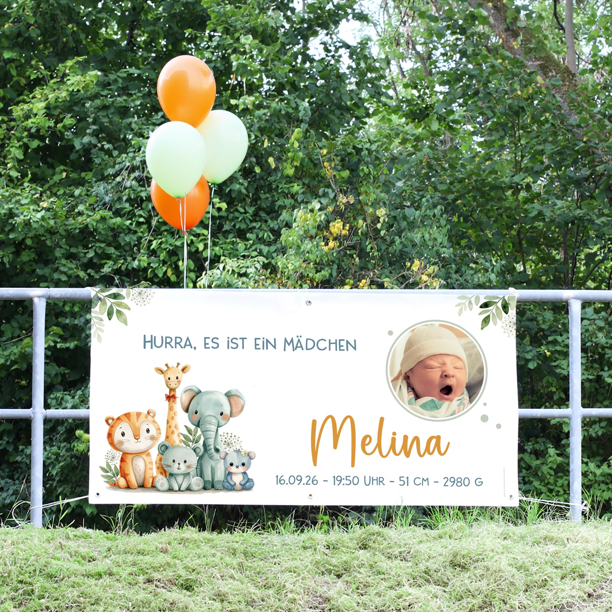 Striefchen® Banner zur Geburt personalisiert mit Name & Foto