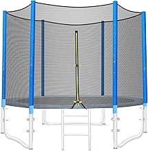 LIFERUN Filet de Sécurité pour Trampoline de Jardin, Filet de Protection pour Trampoline Ø244/305/366 cm, Convient pour 6/8 Barres, Résistant aux UV, Porte d'Entrée avec Fermeture à Glissière