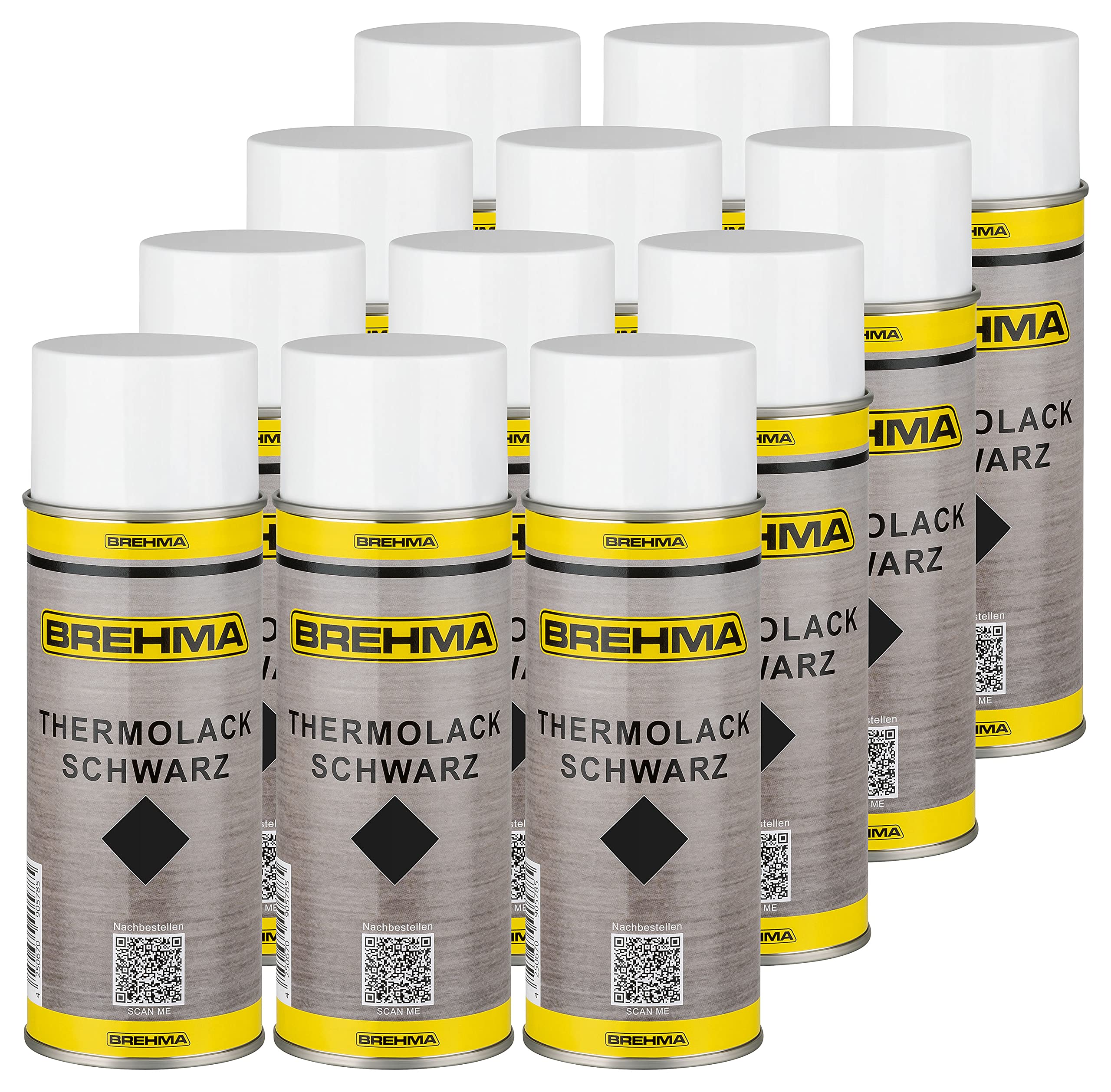 24x BREHMA Thermolack schwarz 400ml bis 600° C hitzebeständig Schutz abriebfest mit Griff