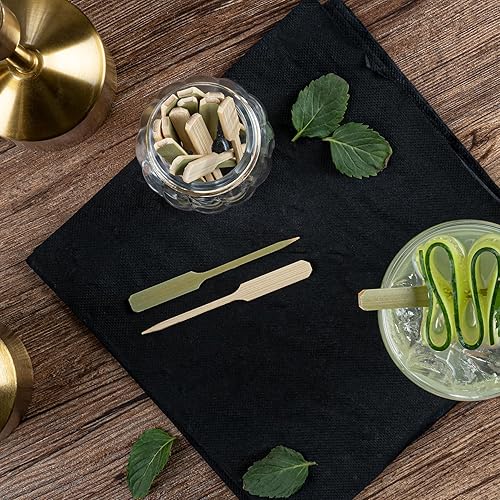 Miniatura 21 de Púas de cóctel de 3.5 pulgadas, 100 pinchos desechables para aperitivos, parte superior cilíndrica, palillos de dientes decorativos de bambú