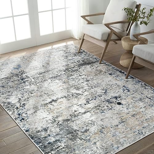 Miniatura 24 de Alfombras de área de 5 x 7 pies para sala de estar, antideslizante, lavable, resistente a las manchas, alfombra abstracta moderna de gran área