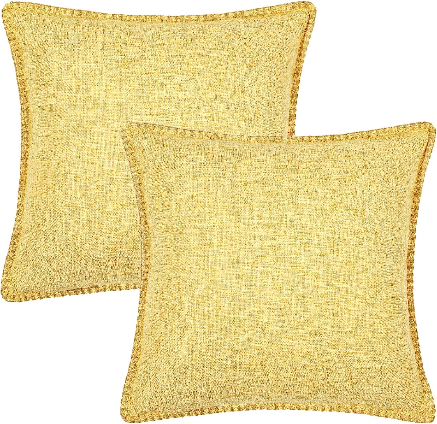 decorUhome Decorative Throw Pillow Covers 16x16 Set of 2, Square Linen Farmhouse