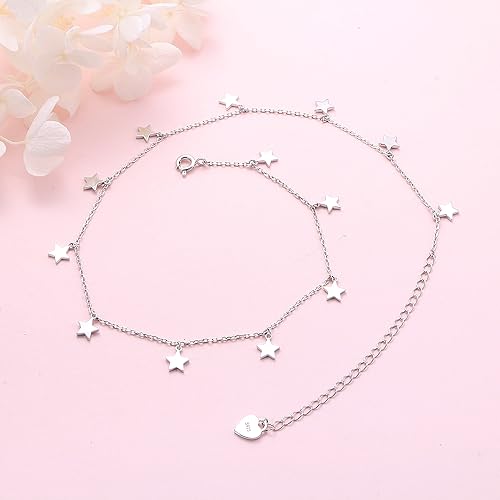 Miniatura 5 de Gargantilla de plata esterlina con colgante de cadena de disco para mujer, 13+3 pulgadas