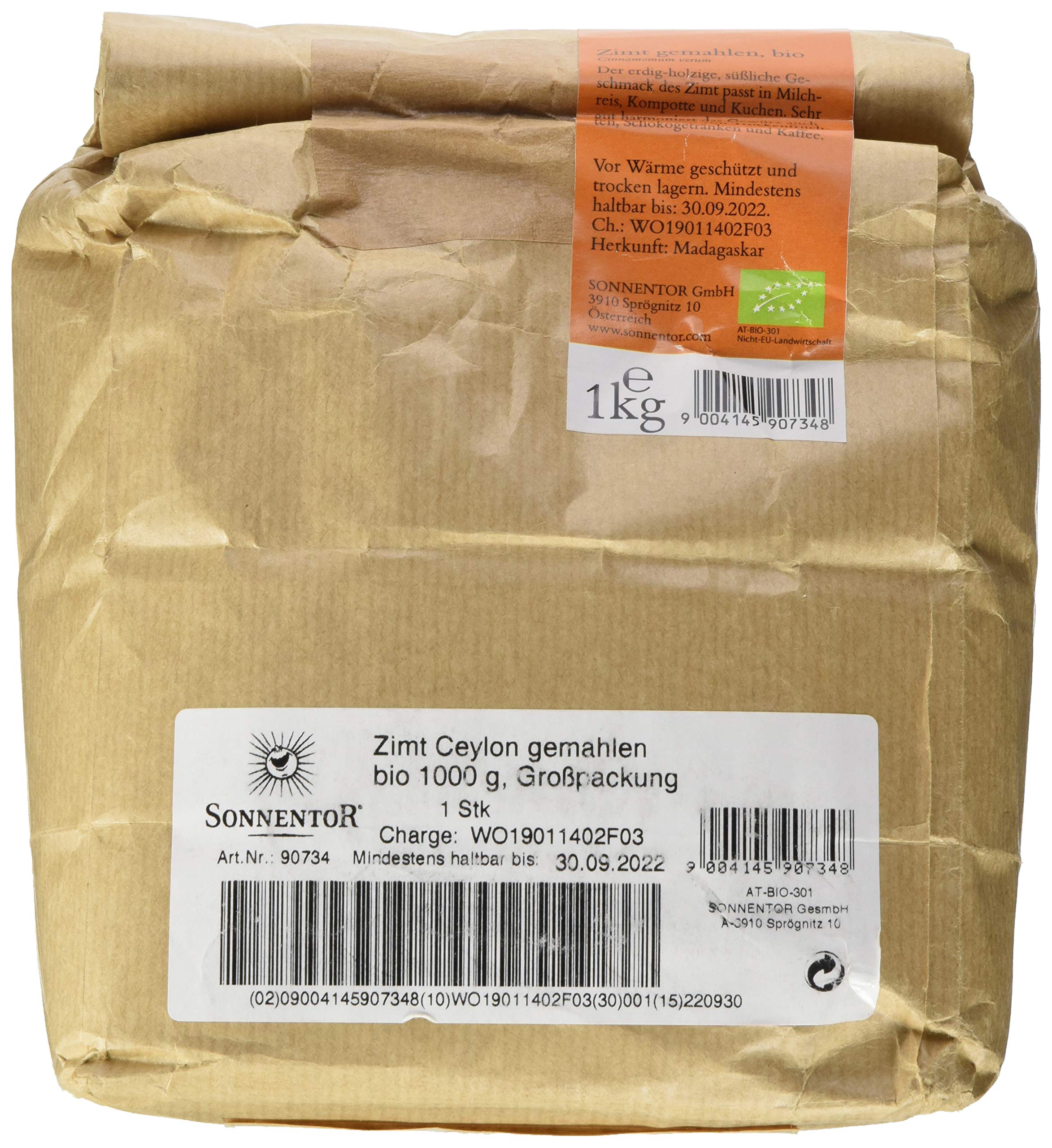 Sonnentor Zimt gemahlen (Sorte Ceylon, 1 kg - Bio