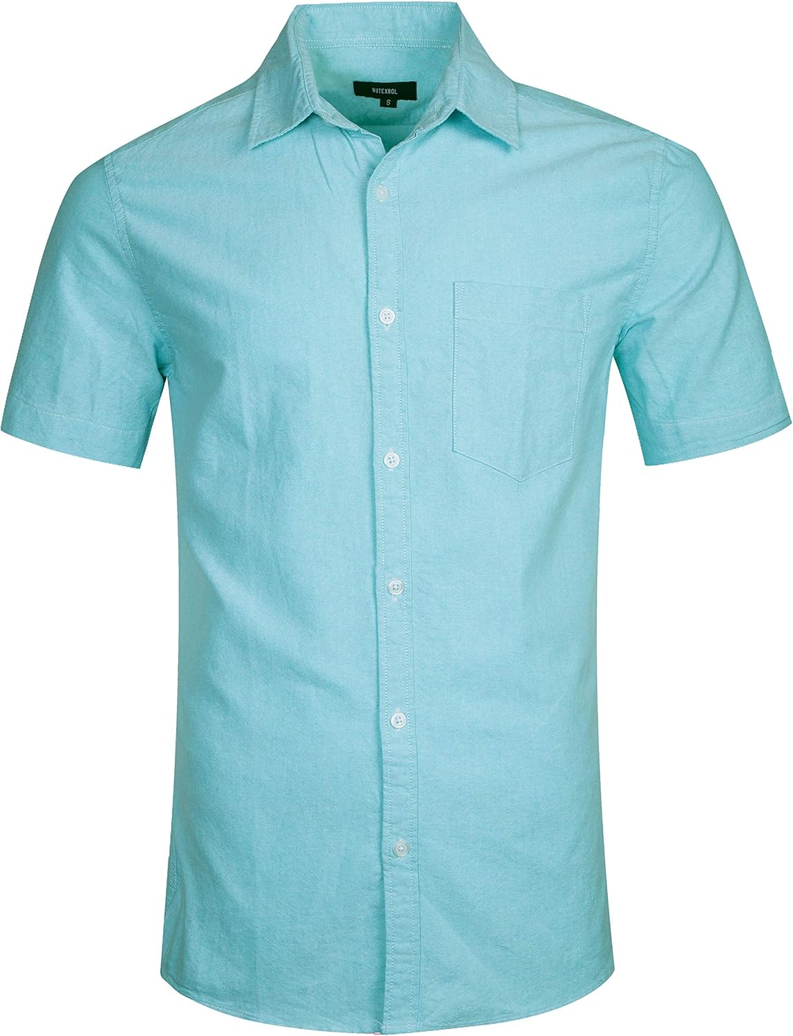 NUTEXROL Mens Casual Short Sleeve Shirts Lake Blue
