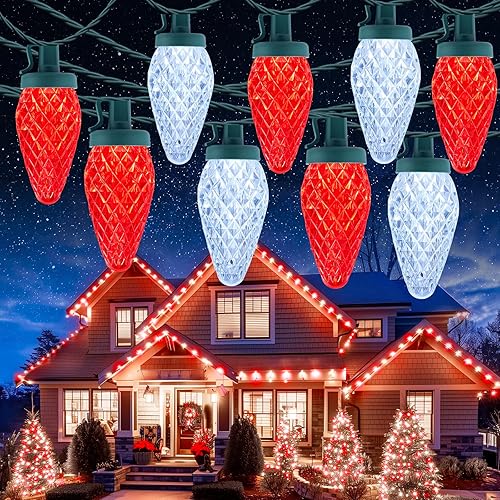 Miniatura 12 de Luces de Navidad C9 para exteriores, 114 pies, 150 luces LED C9 con temporizador y 8 modos de luz, luces impermeables de grado comercial conectables