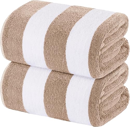 Miniatura 7 de White Classic Toallas de playa de gran tamaño de algodón a rayas cabaña, toalla de baño grande  Lujosa felpa gruesa toalla de piscina para hotel