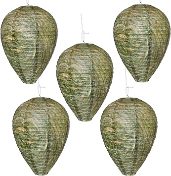 Wasp Nest Decoy - 5 Pack - Hanging Wasp - Safe Fake Trap