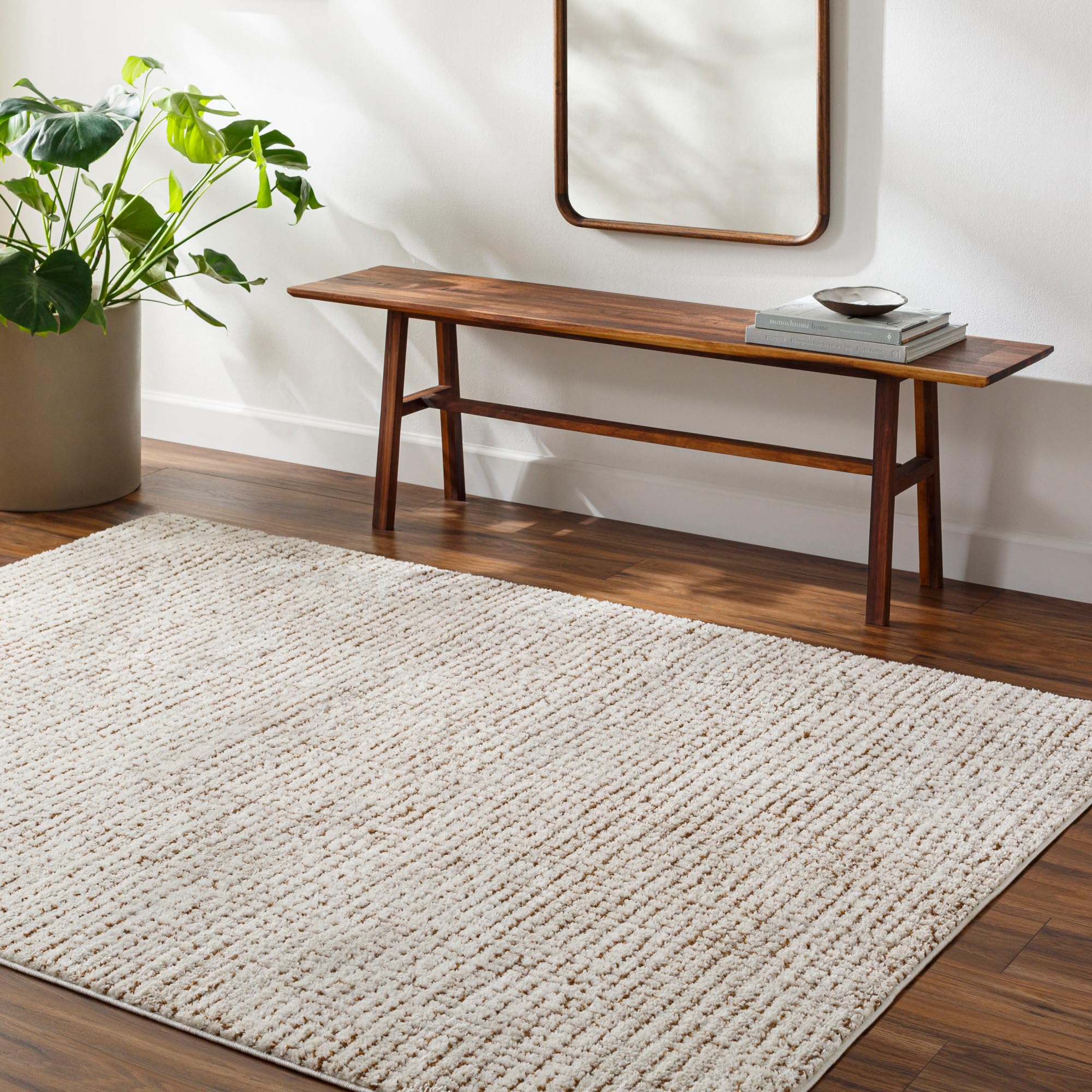 Livabliss Freud Modern Machine Woven Area Rug, 7'10" x 10', Ivory