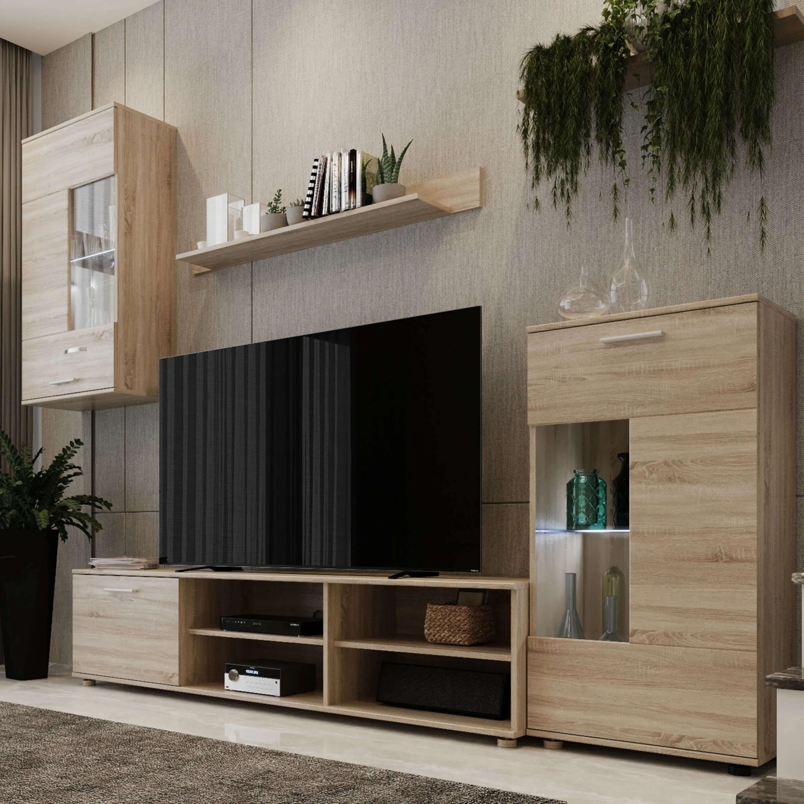 Mueble De Salón En Color Roble Sonoma 230x38,3 cm Moderno