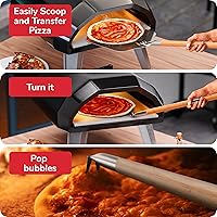 Vista 4 de Juego de Accesorios para Horno de Pizza - Kit de Preparación de Pizza de 3 Piezas con Pala de Pizza, Cepillo para Horno de Pizza y Piedra