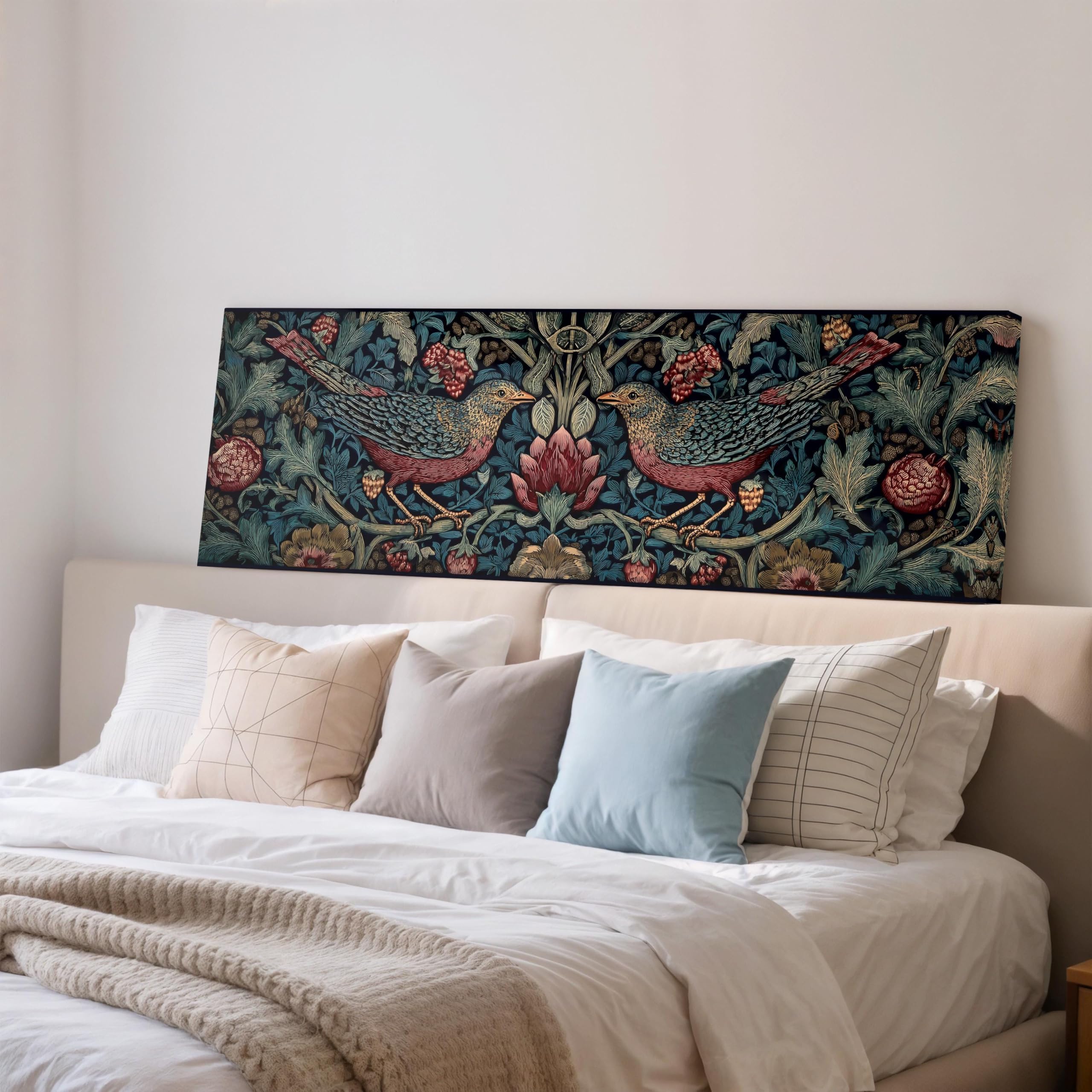 Impression panoramique sur toile grand format oiseau fleurs 60x180 - 8