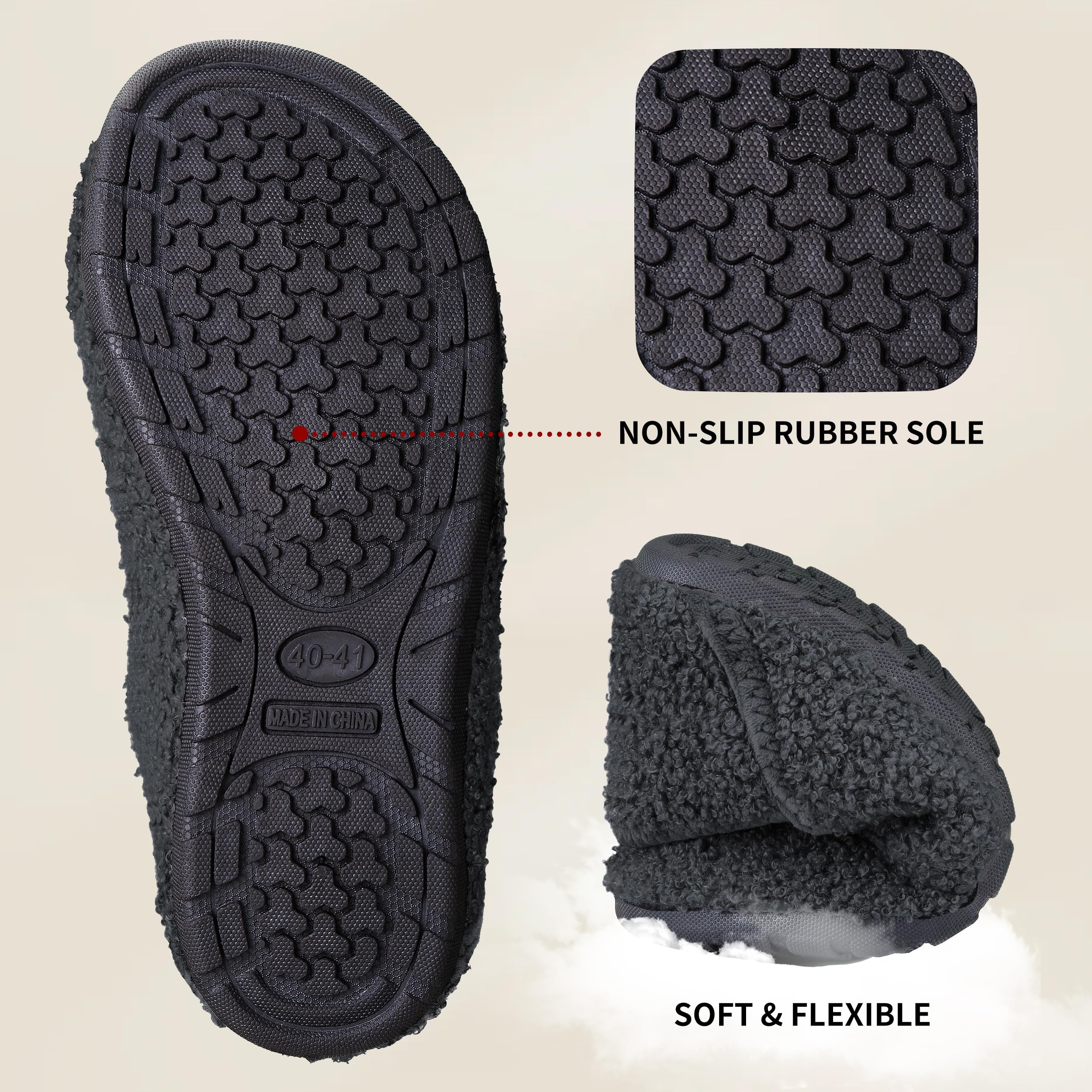 Pantuflas de piel mullida para mujer y hombre, zapatos casuales para casa, antideslizantes, calcetines cálidos, espalda cerrada, zapatos para interiores y exteriores