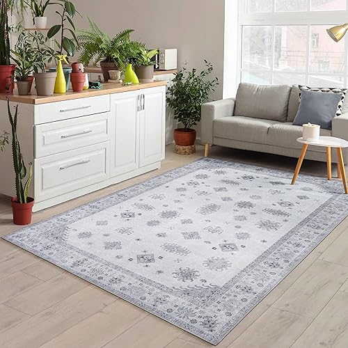 Miniatura 4 de Adiva Rugs Alfombra de área lavable a máquina de 2 pies 6 x 6 pies 6 pies 6 pies 6 pies 6 pies 6 pulgadas con parte trasera antideslizante para sala