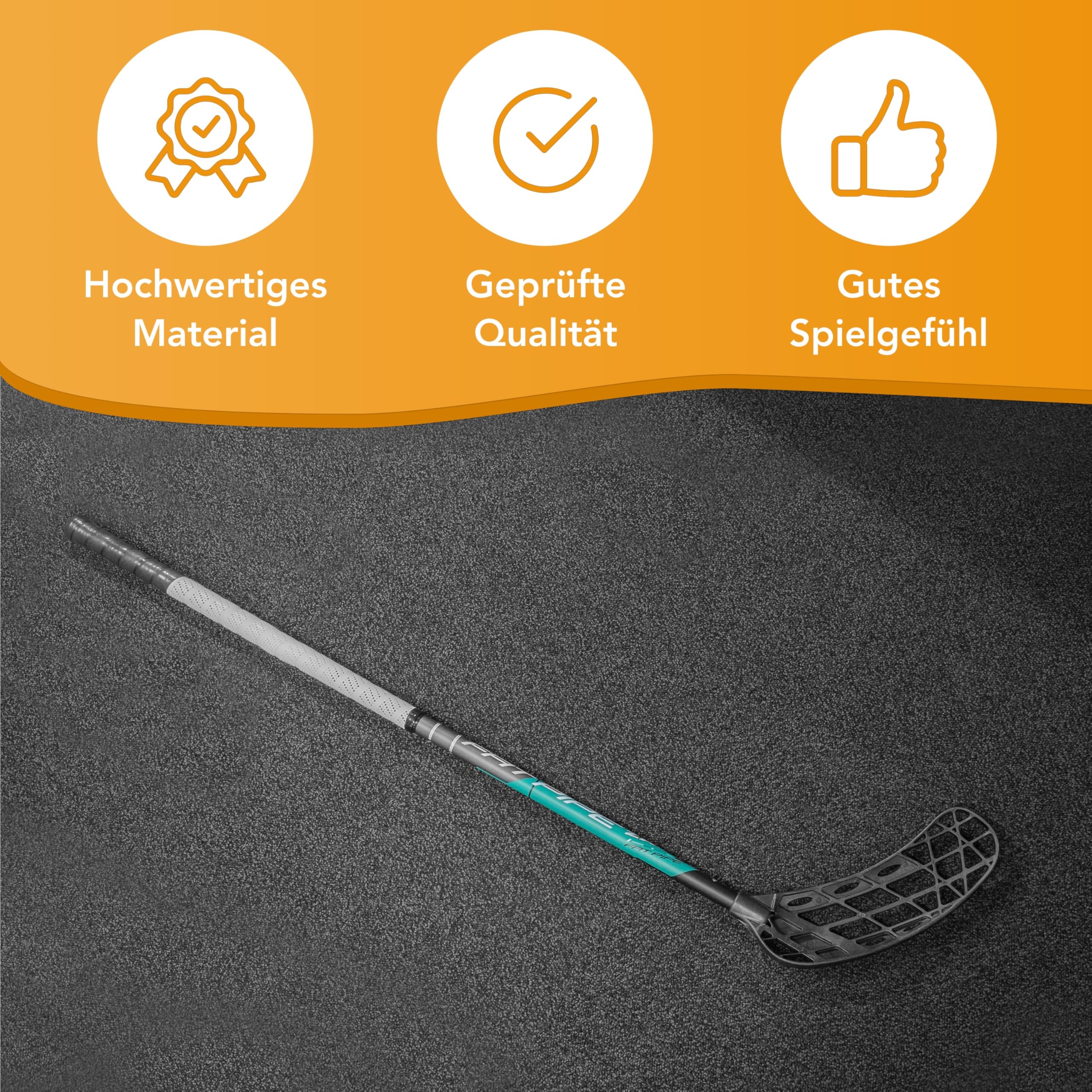 FAT PIPE Floorball Schläger Unihockey Stock Zack 33 Bone - Coral Green - IFF Zertifiziert, mit Bone Schaufel/Kelle