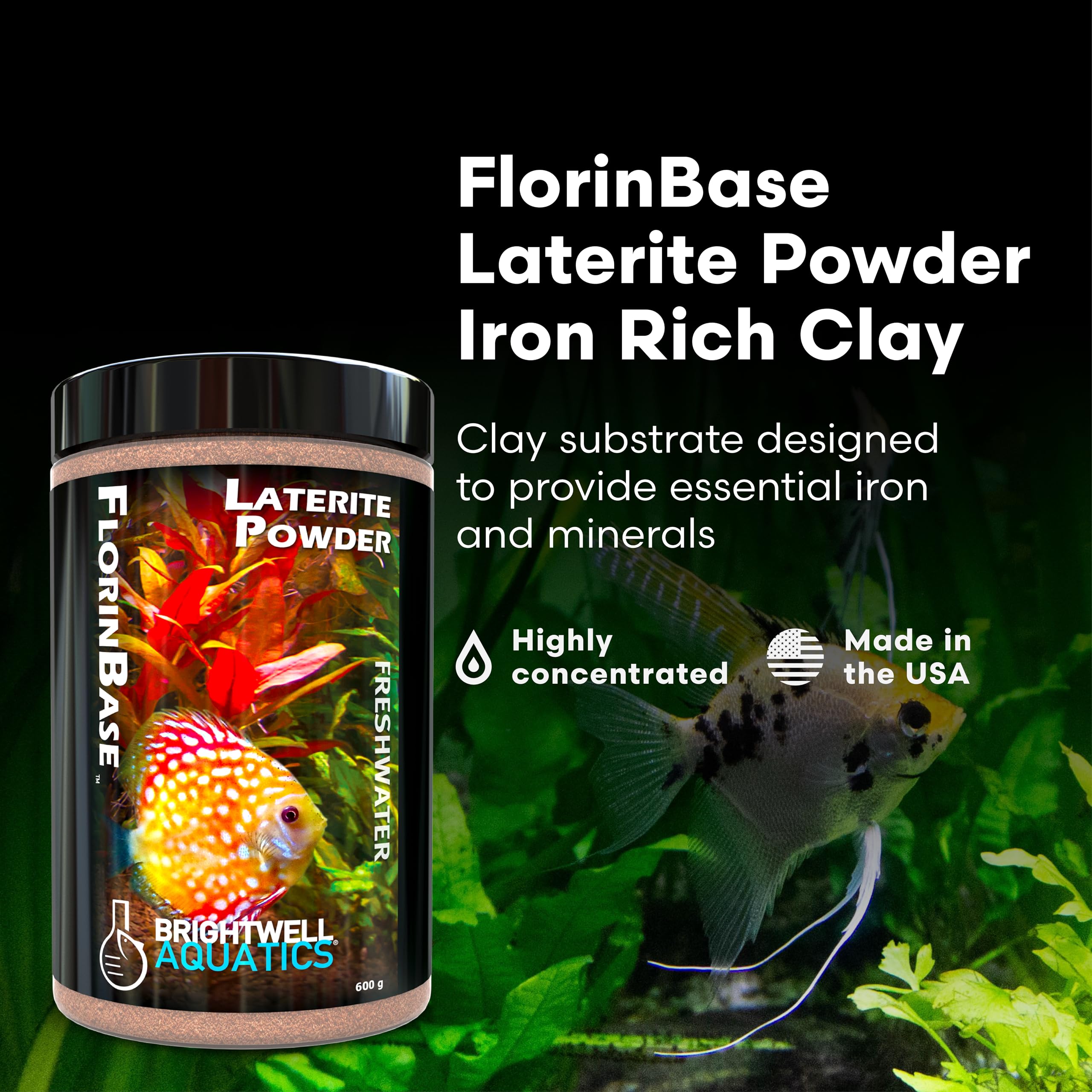 Brightwell Aquatics FlorinBase Laterite Powder - Sustrato Natural de Arcilla de laterita para acuarios de camarones plantados y de Agua Dulce,
