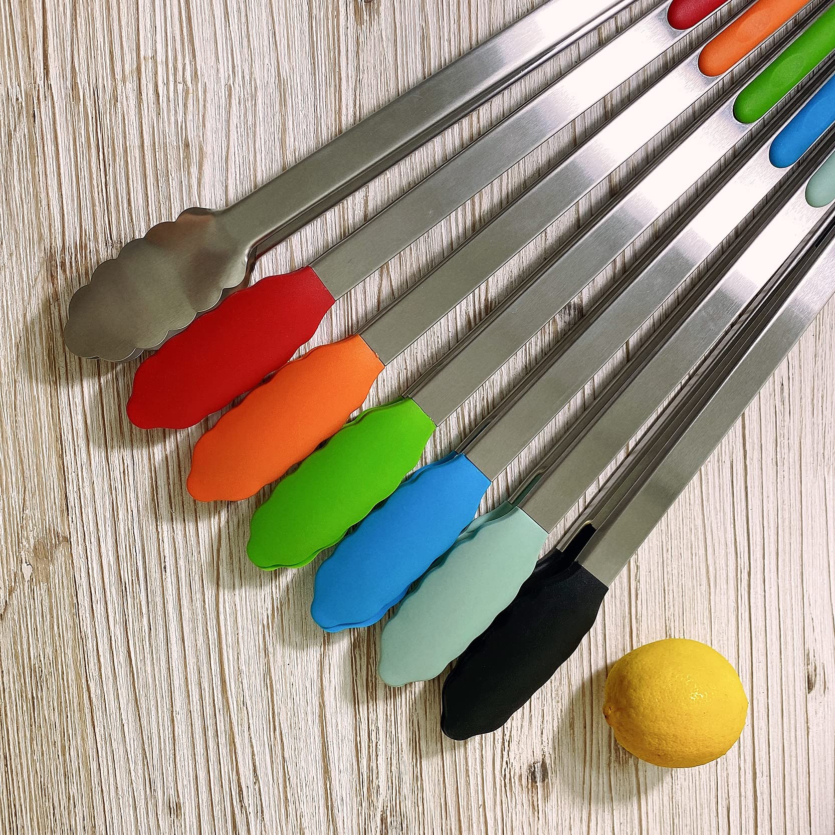 Pinza Per Barbecue Extra Lunga 45 Cm In Acciaio Inox Con Testa In Silicone (blu). Per Griglia, Cucina E Campeggio, Antiscivolo E Con Blocco.