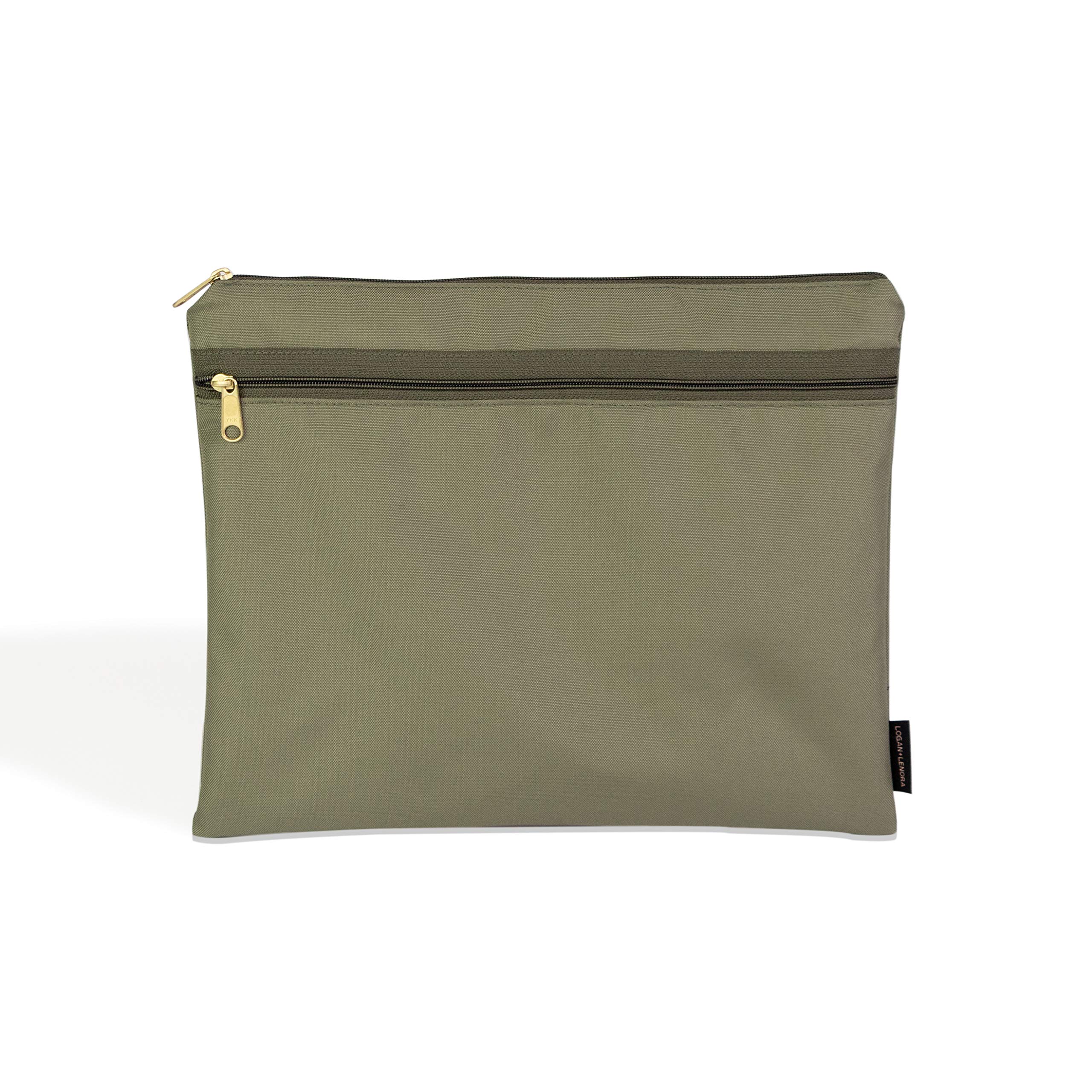 Logan + Lenora Bikini Bag - Waterproof Portfolio Pouch - Packing + Swim Pouch (Olive)