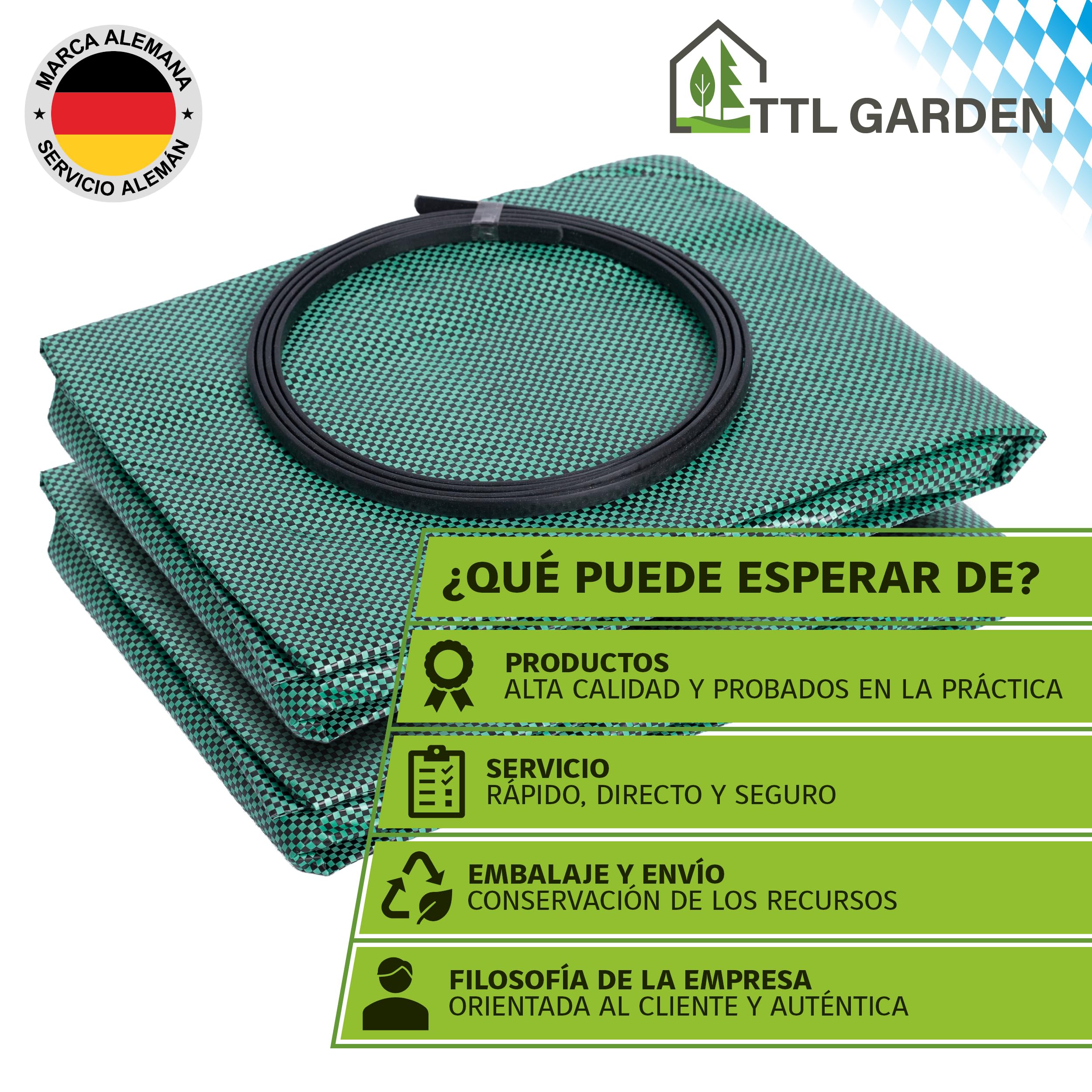 TTL Garden - Bolsas de jardín (500 L, doble fondo extra estable, autoportante, 4 asas de 150 g/m², extra grandes y robustas y plegables, juego de 2 bolsas de jardín, para hierba, hojas,