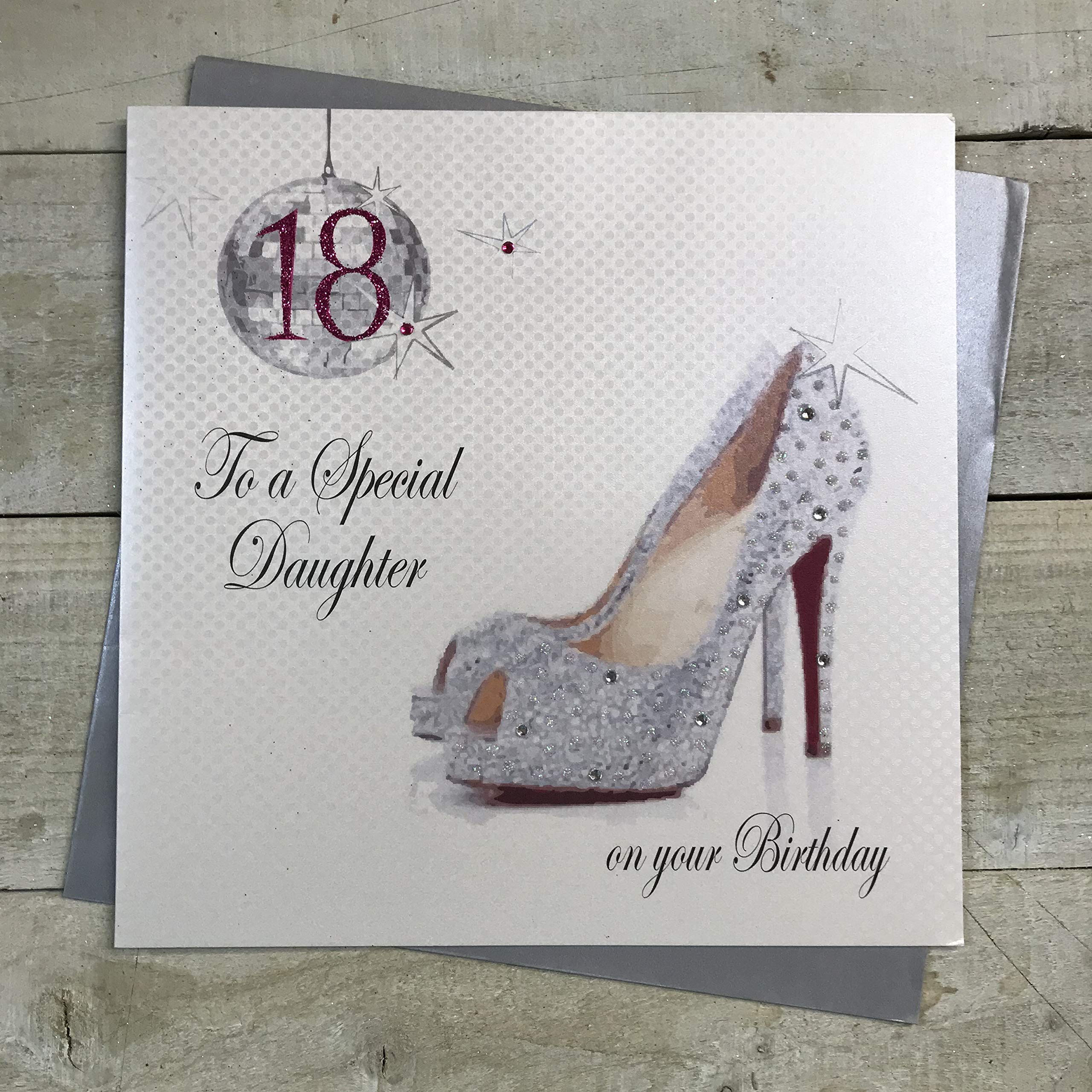 white cotton cards Large To a Special Daughter On Your Birthday, Handmade 18th Birthday Card, White, X18D