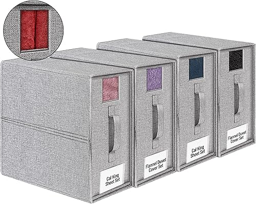 YUOROS Juego de sábanas organizador de sábanas (Cal King), organizador plegable de lino para ropa de cama, fundas de edredón y fundas de almohada