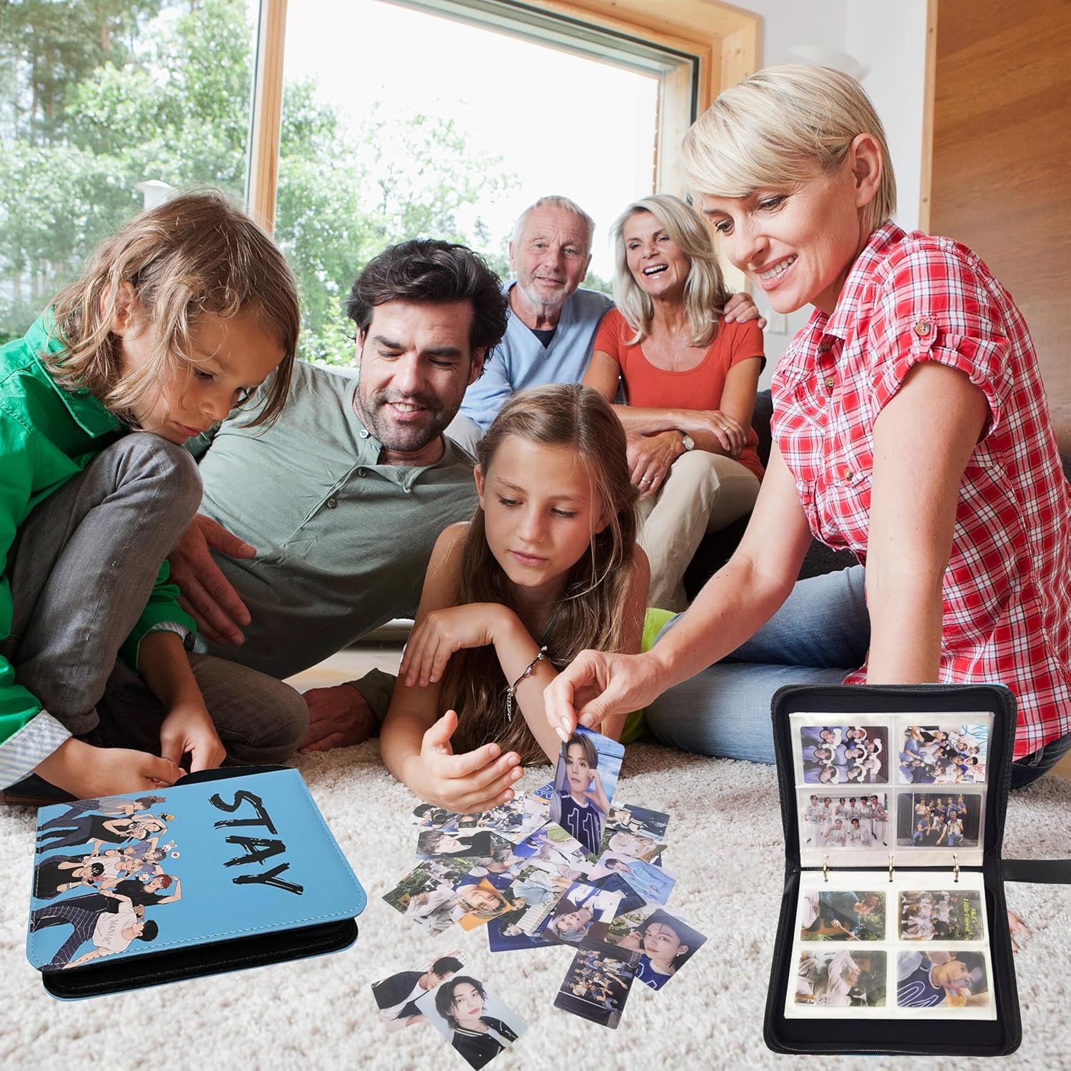 Cute Trading Photocard Binder, STAY Photo Album Cartoon Card Holder Book Storage 400 Cards with Sleeves for Lomo Cards Gift - Boys & Girls, idol Photo Protect (Blue, 4 Pockets) - Image 6