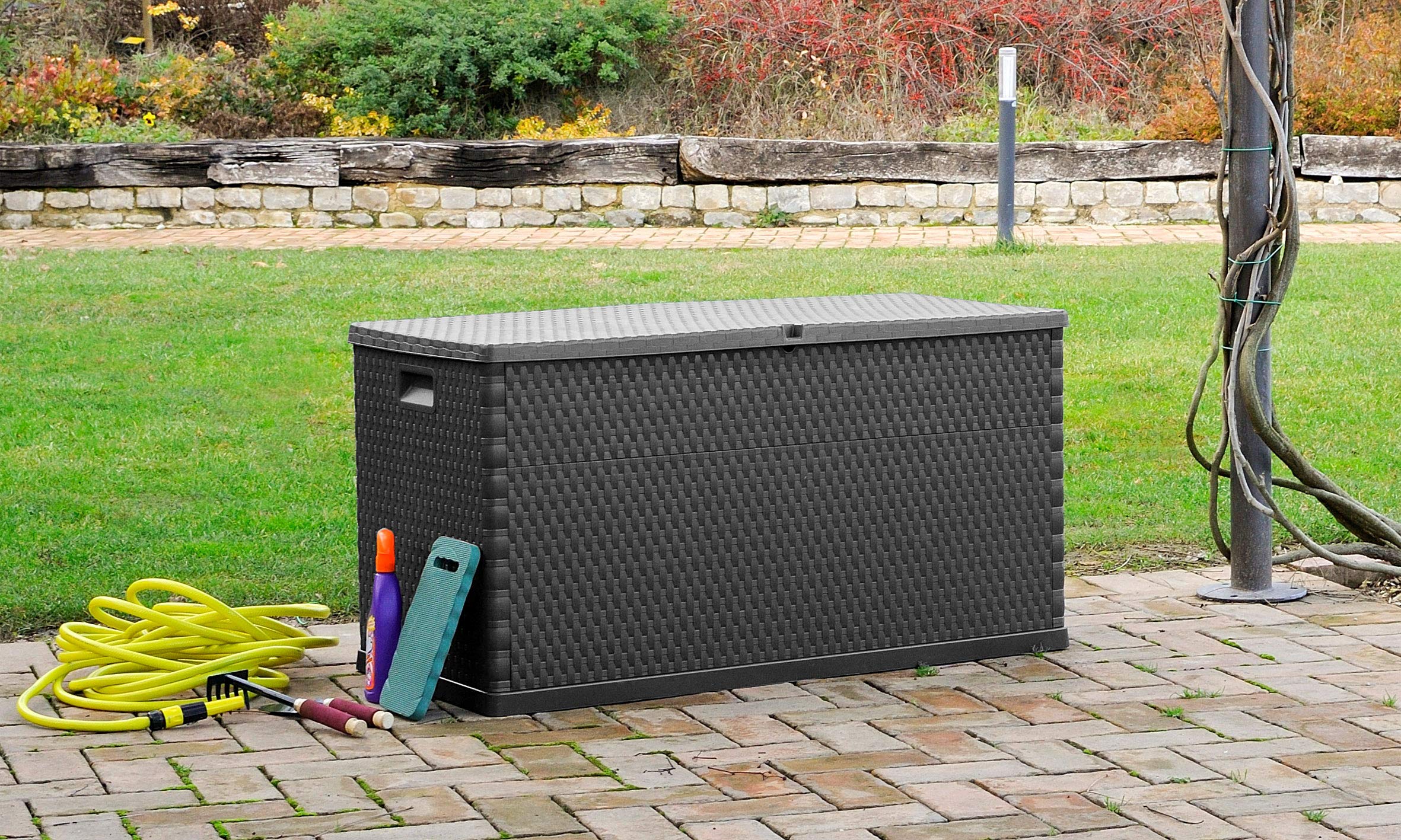 Coffre de Jardin d'extérieur avec Espace de Rangement de 420 l - Boîte de terrasse verrouillable - Taille XL - Plastique - 120 x 56 x 63 cm