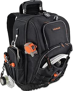 WELKINLAND 72Pockets Rolling Tool Backpack, Large Tool Bag with Wheels, Rolling Electrician Bag with Wheels for Men