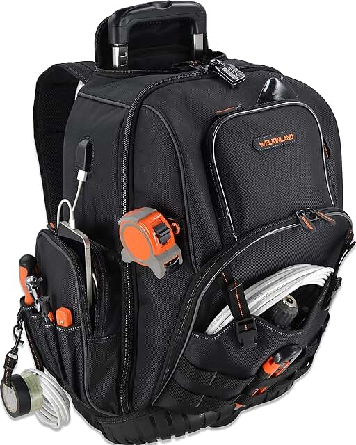 WELKINLAND 72Pockets Rolling Tool Backpack