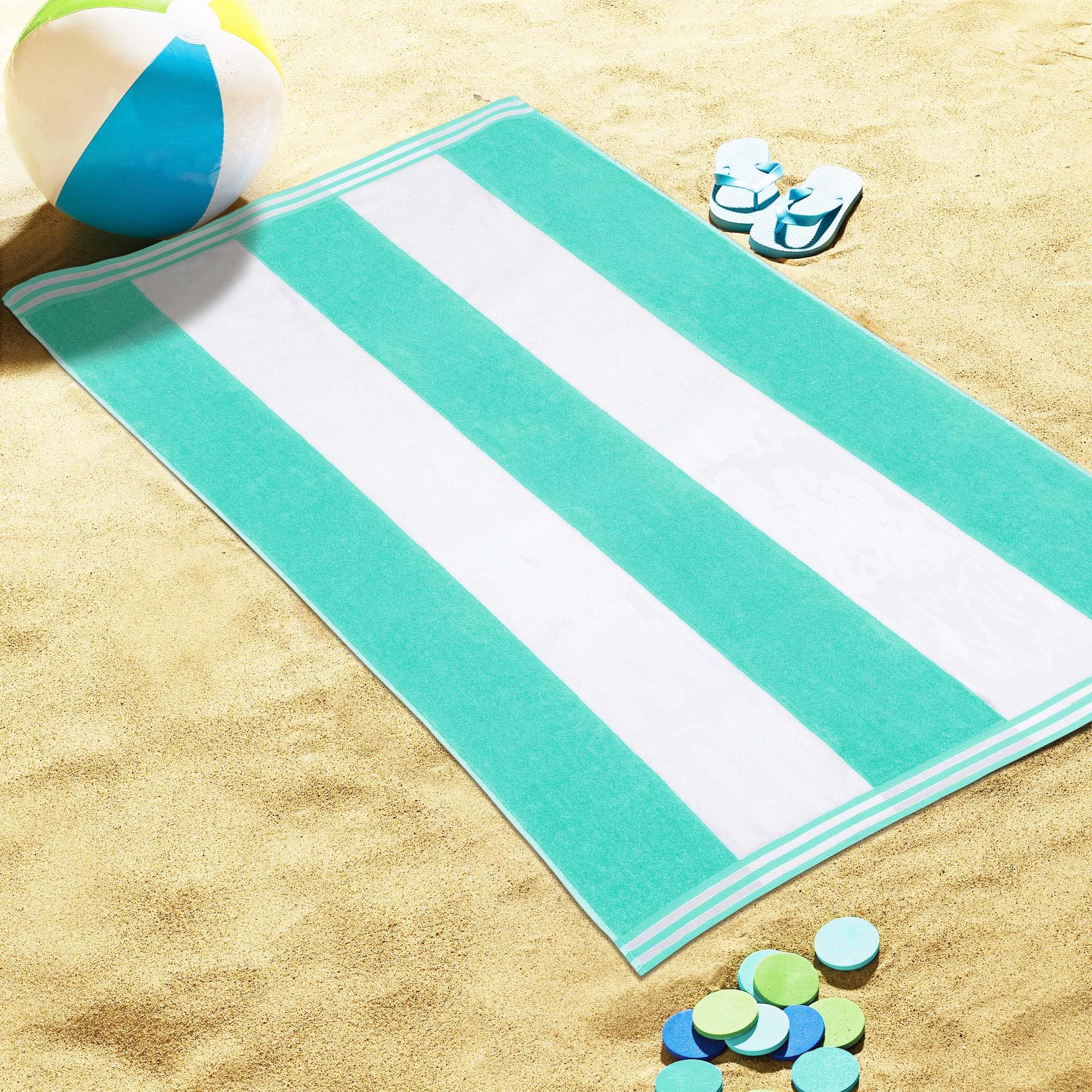 SUPERIOR Oversized Beach Towel – Nautical Stripe, 34x64 Inches, 100% Egyptian Cotton, Navy Blue - View #10