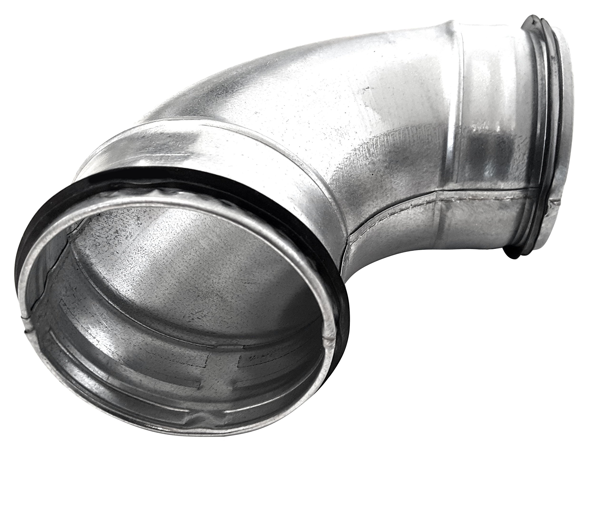 Raccord coudé en acier galvanisé pressé pour tube spiralé agrafé DN 80 100 125 140 150 160 180 200 avec joint 45 °/90 °, argent