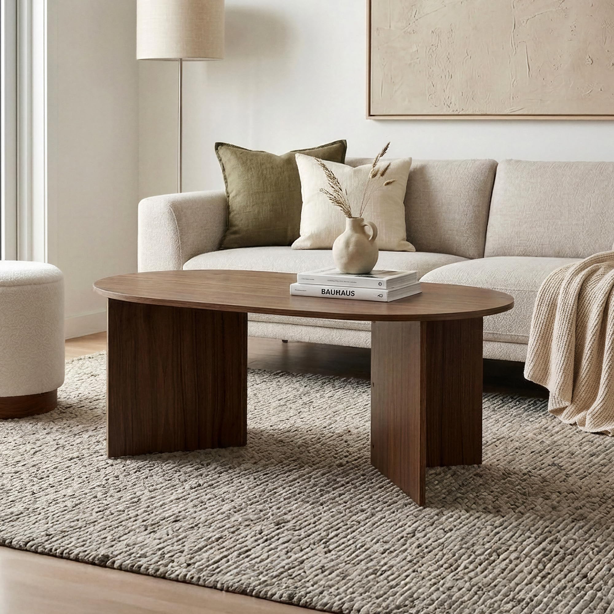 Table Basse Scandinave - 100 x 59,5 x 45 cm Sven - Finition Noyer Mélaminée - Plateau 15 mm - Structure Stable - Résistance Aux Rayures - Mobilier Salon Style Contemporain - Kit Inclus