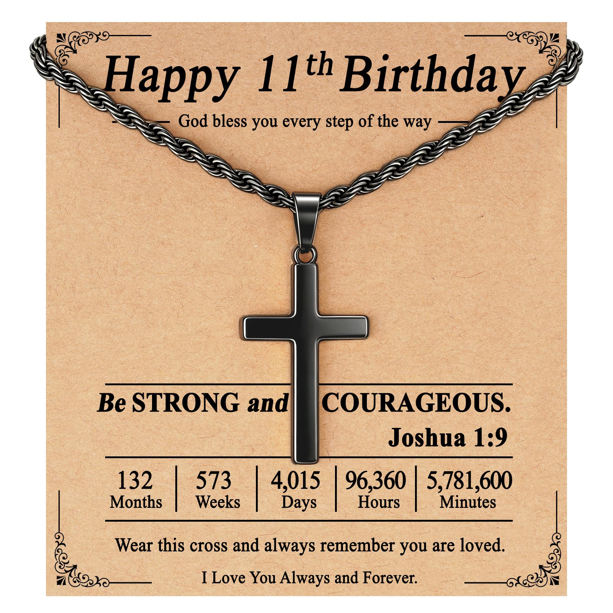 HEYOLL Birthday Gifts Cross Necklace for Boys 6-13 Years Old | 316L Stainless Steel Rope…